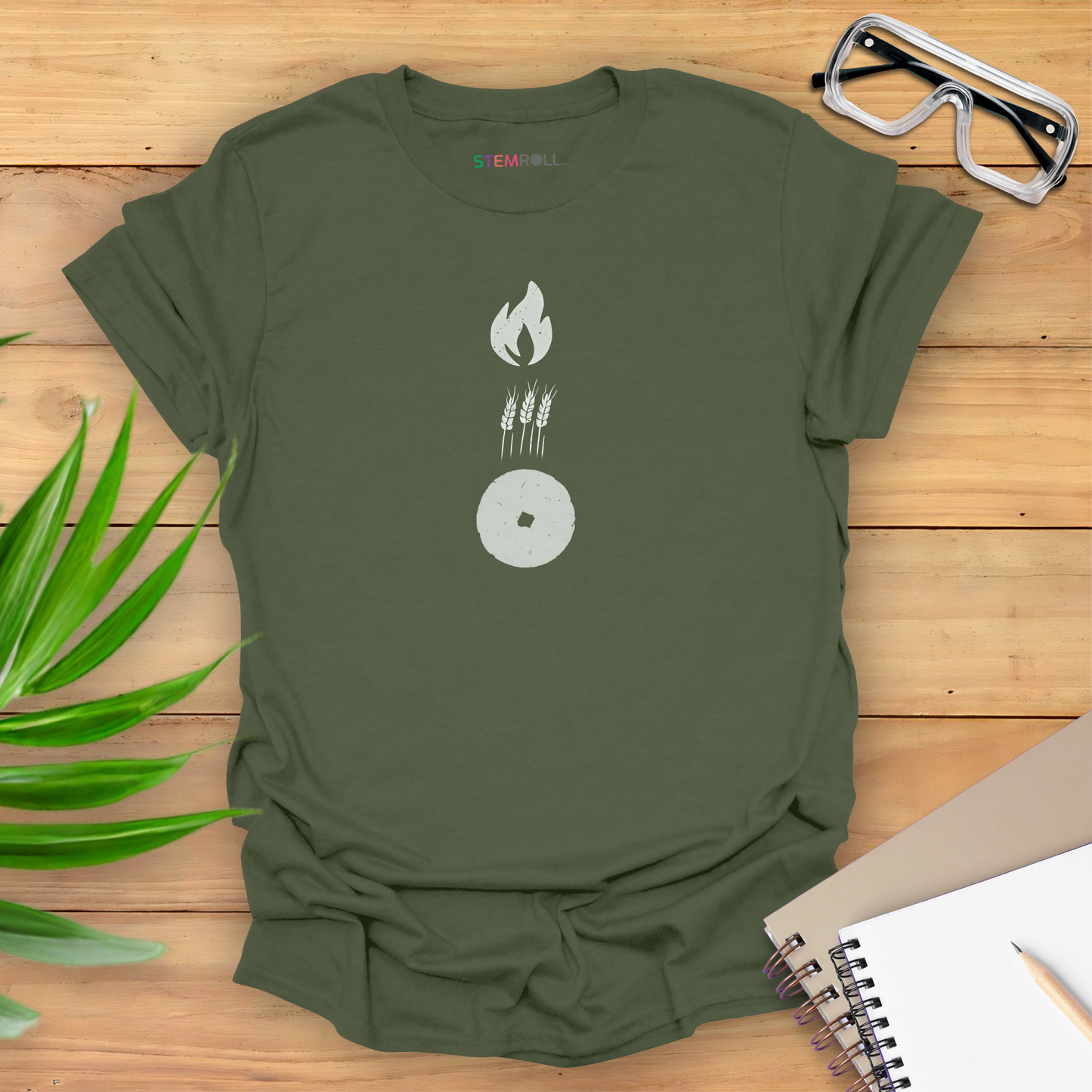 Foundations of Humanity: Fire, Farming, and the Wheel T-shirt