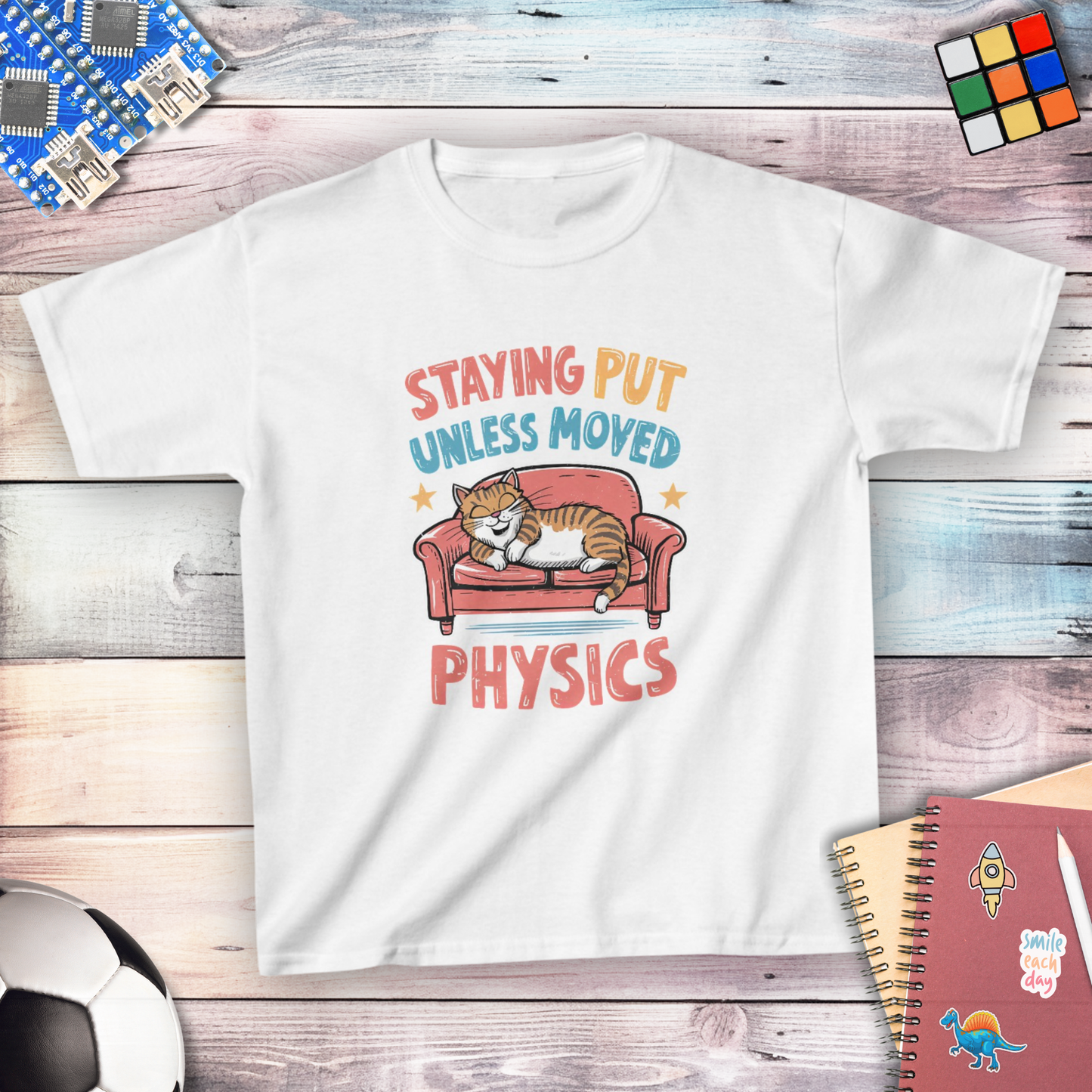 Staying Put Unless Moved Youth T-shirt (Cat Version)