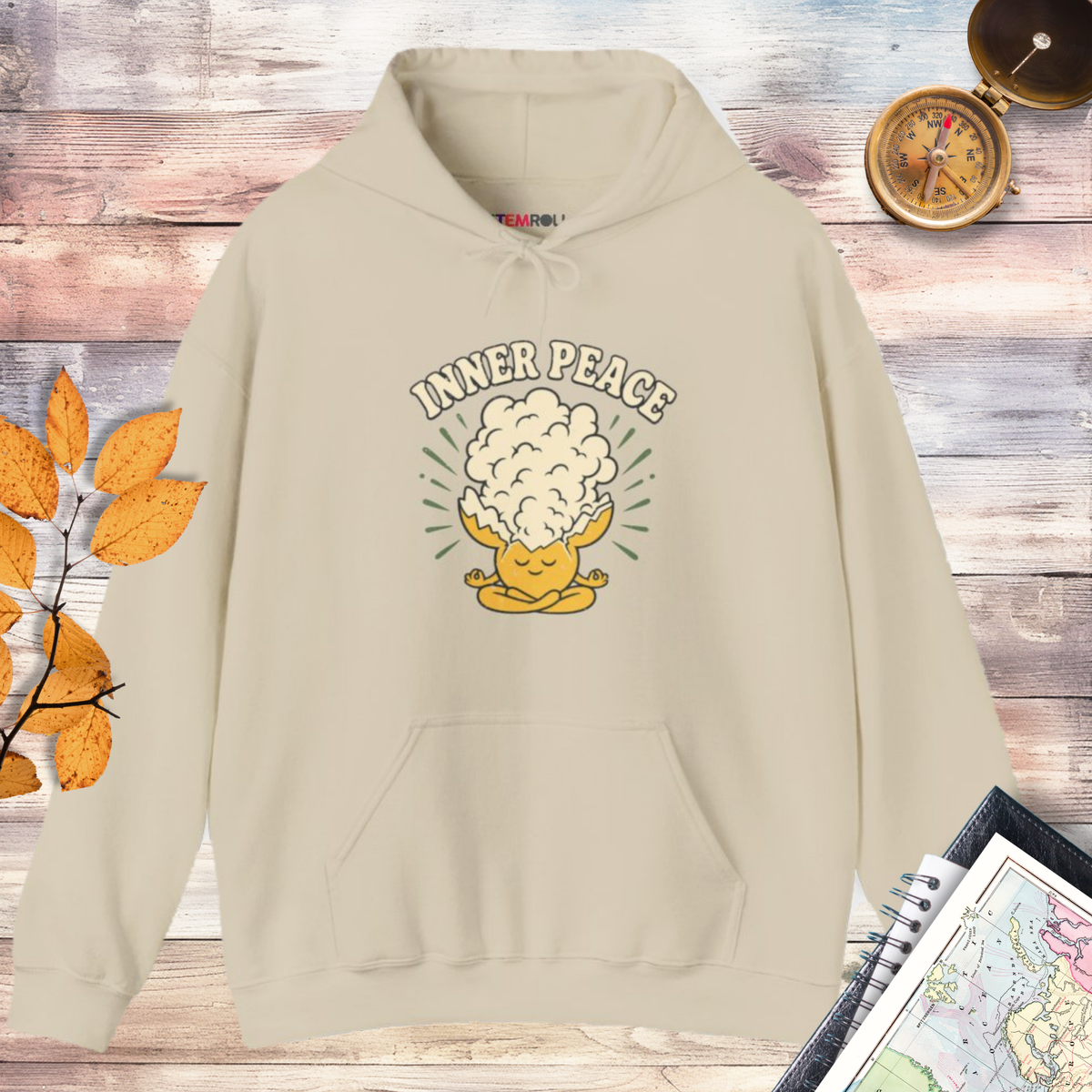 Inner Peace Hoodie - Sand | Canva mockup