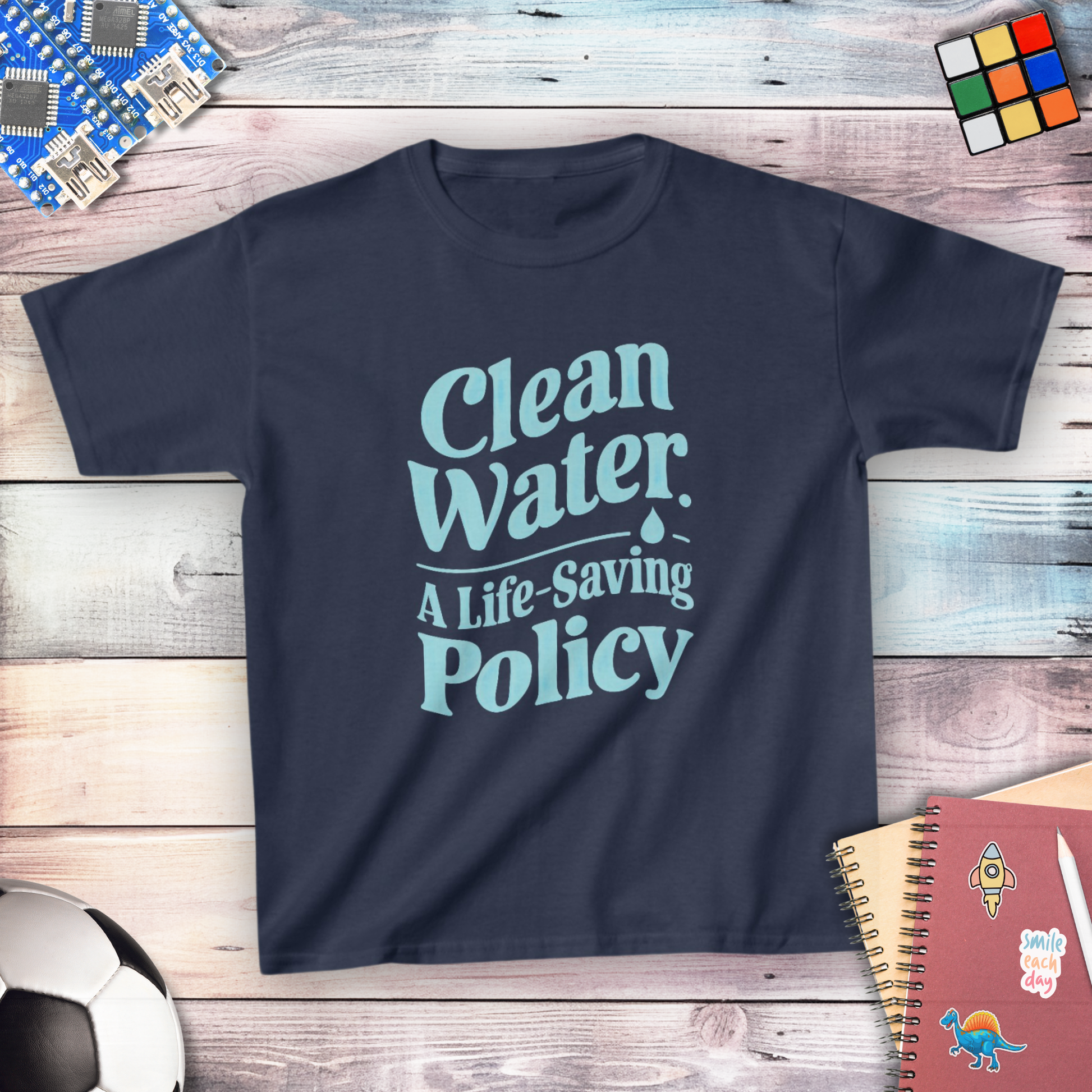 Clean Water environmental science youth t-shirt — STEMRoll science apparel for kids
