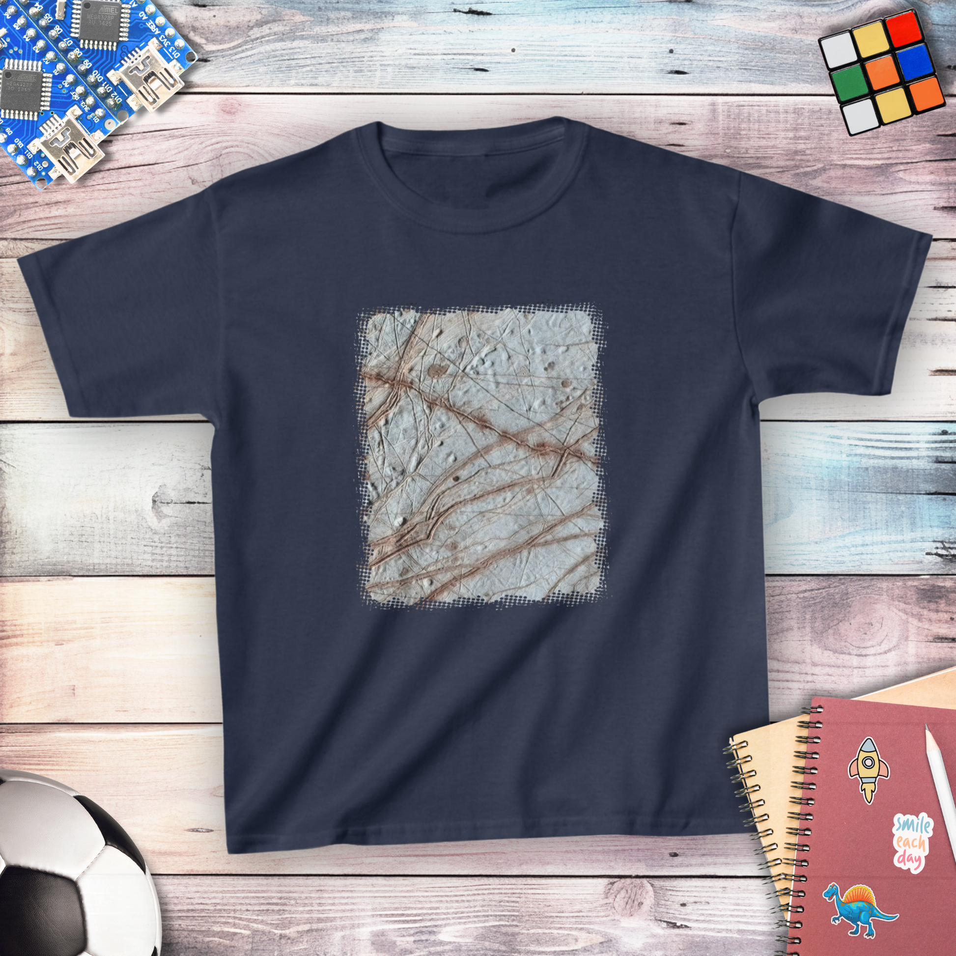 Cracking the code of Europa astronomy youth t-shirt — STEMRoll science apparel for kids