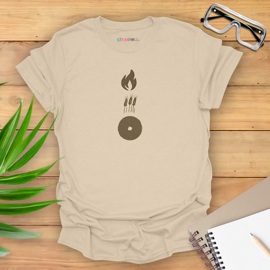 Foundations of Humanity: Fire, Farming, and the Wheel T-shirt