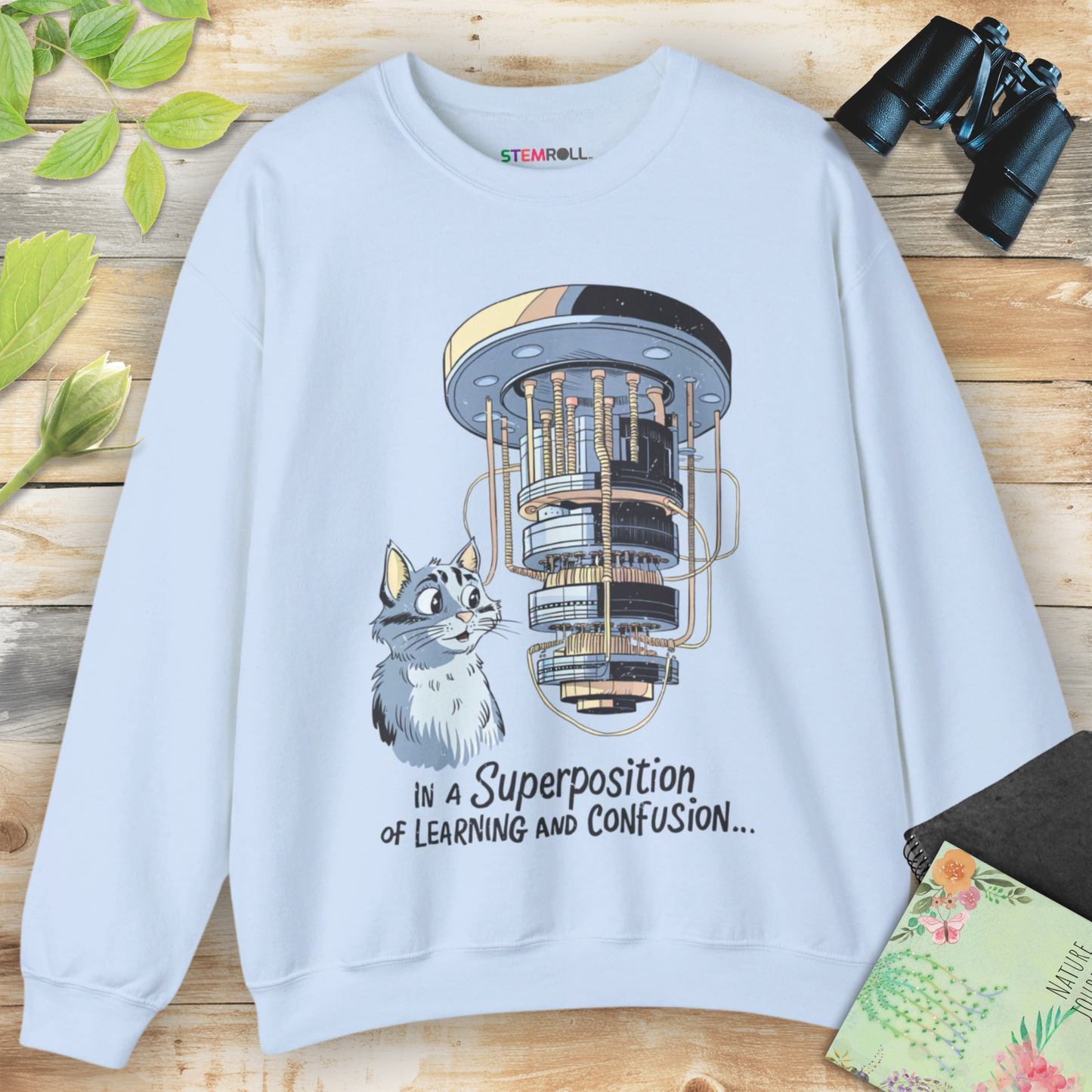 In a Superposition of Learning and Confusion Sweatshirt