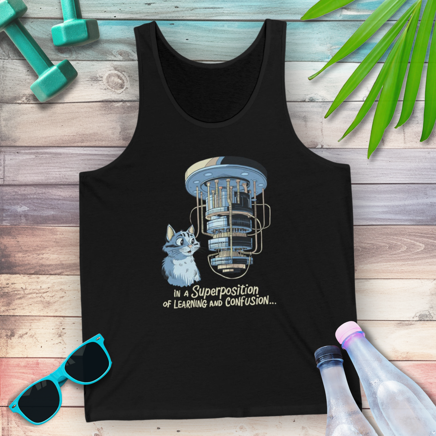 In a Superposition quantum mechanics tank top — STEMRoll physics science apparel