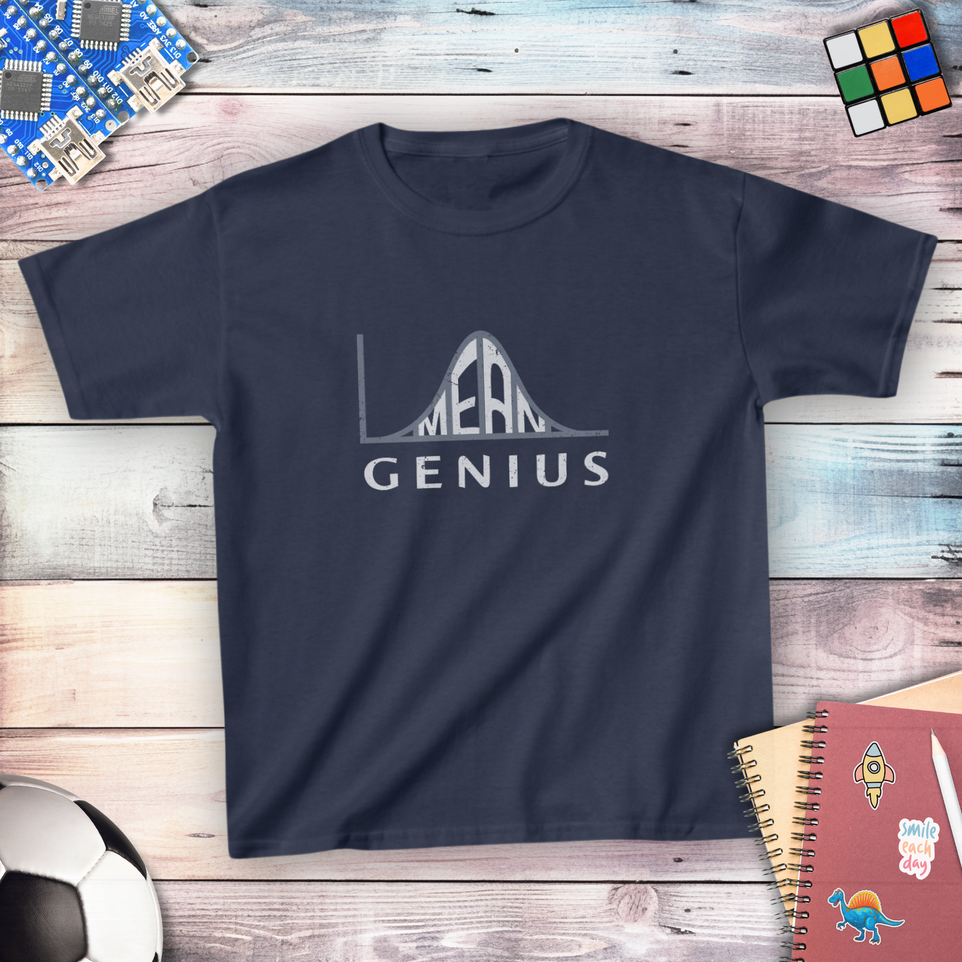 Mean Genius statistics humor youth t-shirt — STEMRoll mathematics science apparel for kids