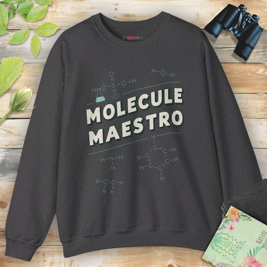 Molecule Maestro male version chemistry sweatshirt — STEMRoll chemistry molecular science apparel