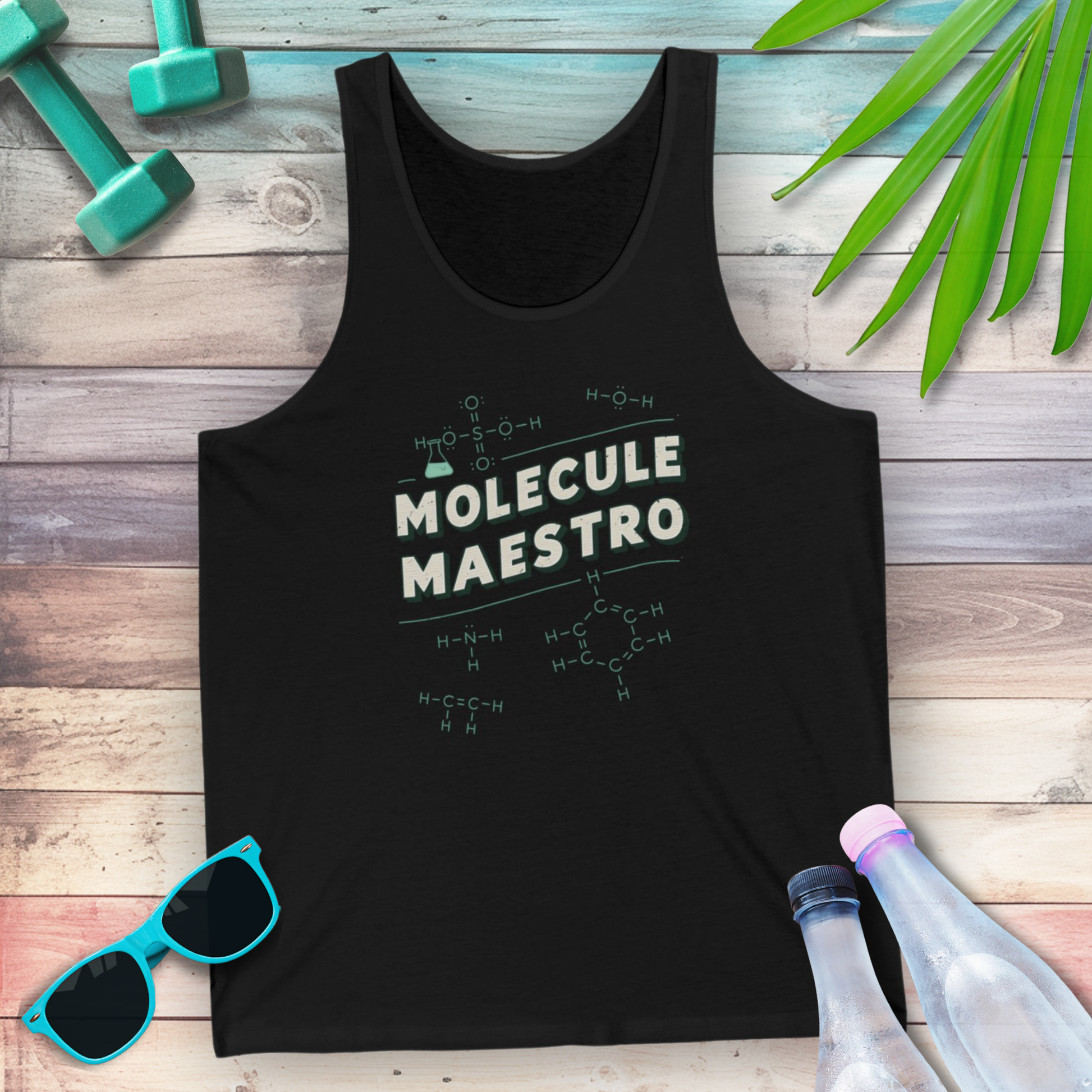 Molecule Maestro male version chemistry tank top — STEMRoll chemistry molecular science apparel
