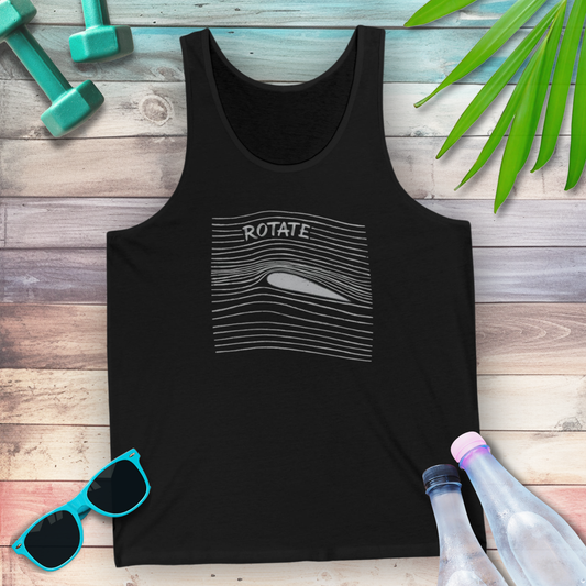 Rotate math concept tank top in black — STEMRoll mathematics science apparel