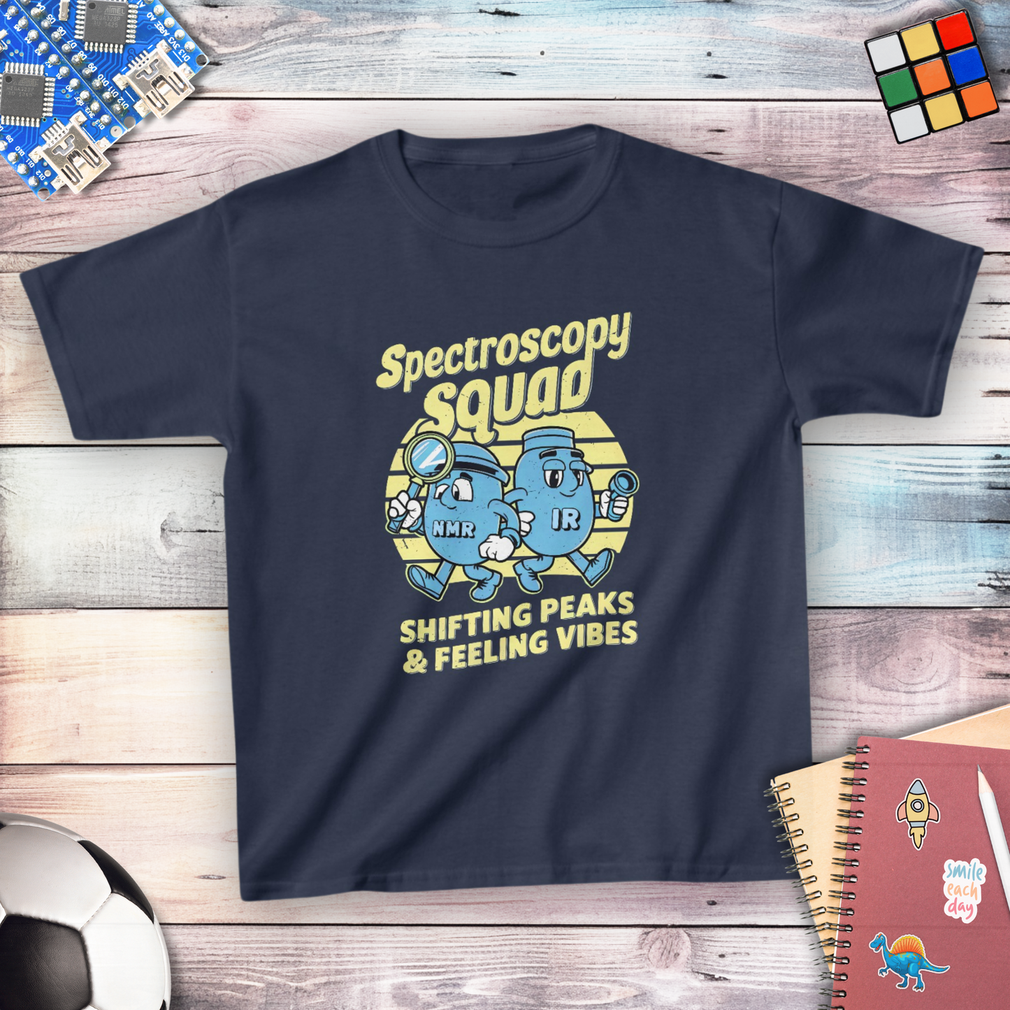 Spectroscopy Squad chemistry youth t-shirt — STEMRoll science apparel for kids
