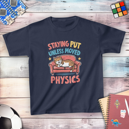 Staying Put Unless Moved Youth T-shirt (Cat Version)