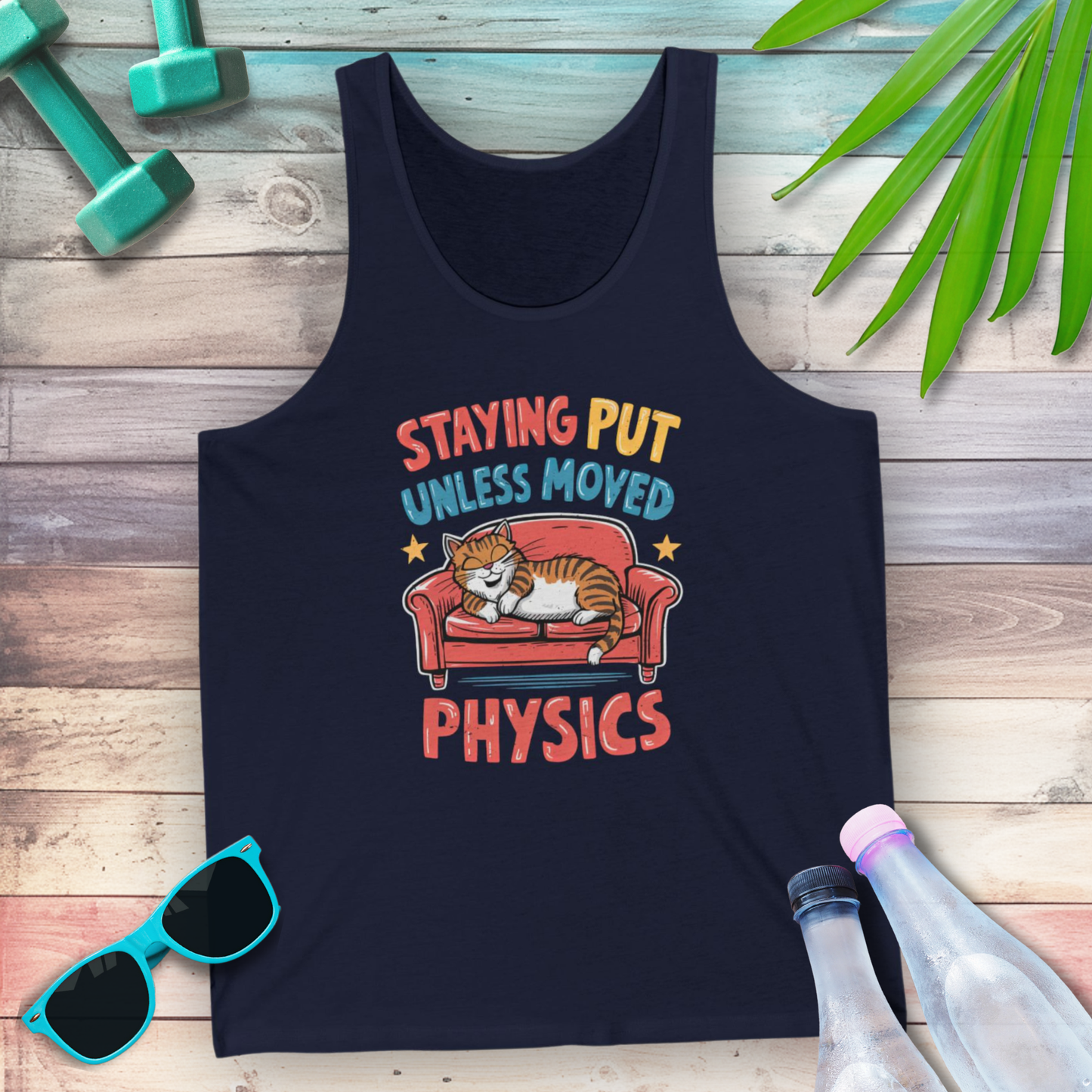 Staying Put Unless Moved Tank Top (Cat Version)