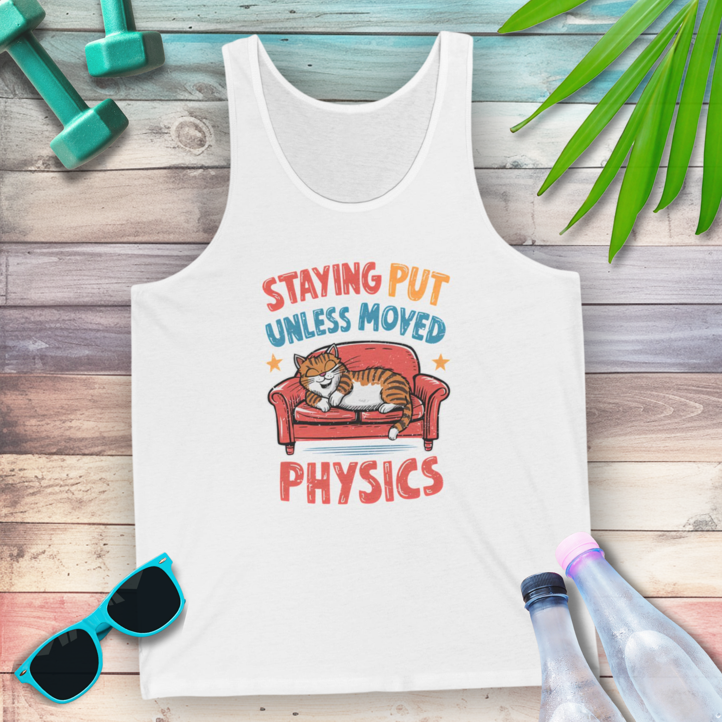 Staying Put Unless Moved Tank Top (Cat Version)