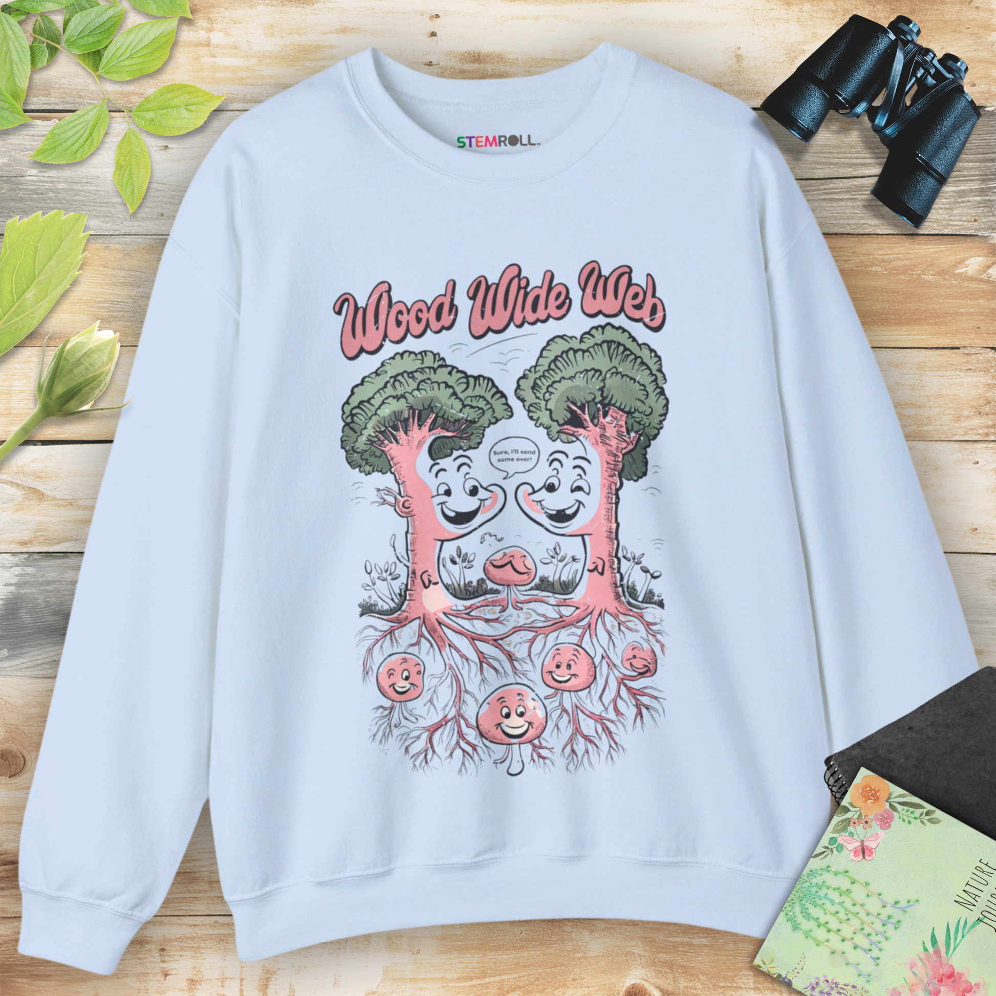 The Wood Wide Web nature's internet sweatshirt — STEMRoll environmental biology science apparel