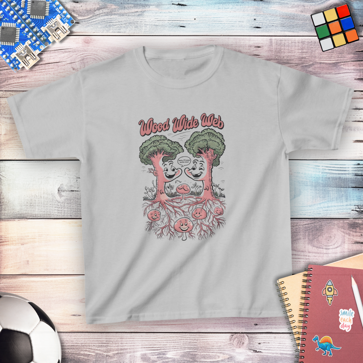 The Wood Wide Web nature's internet youth t-shirt — STEMRoll environmental biology science apparel for kids
