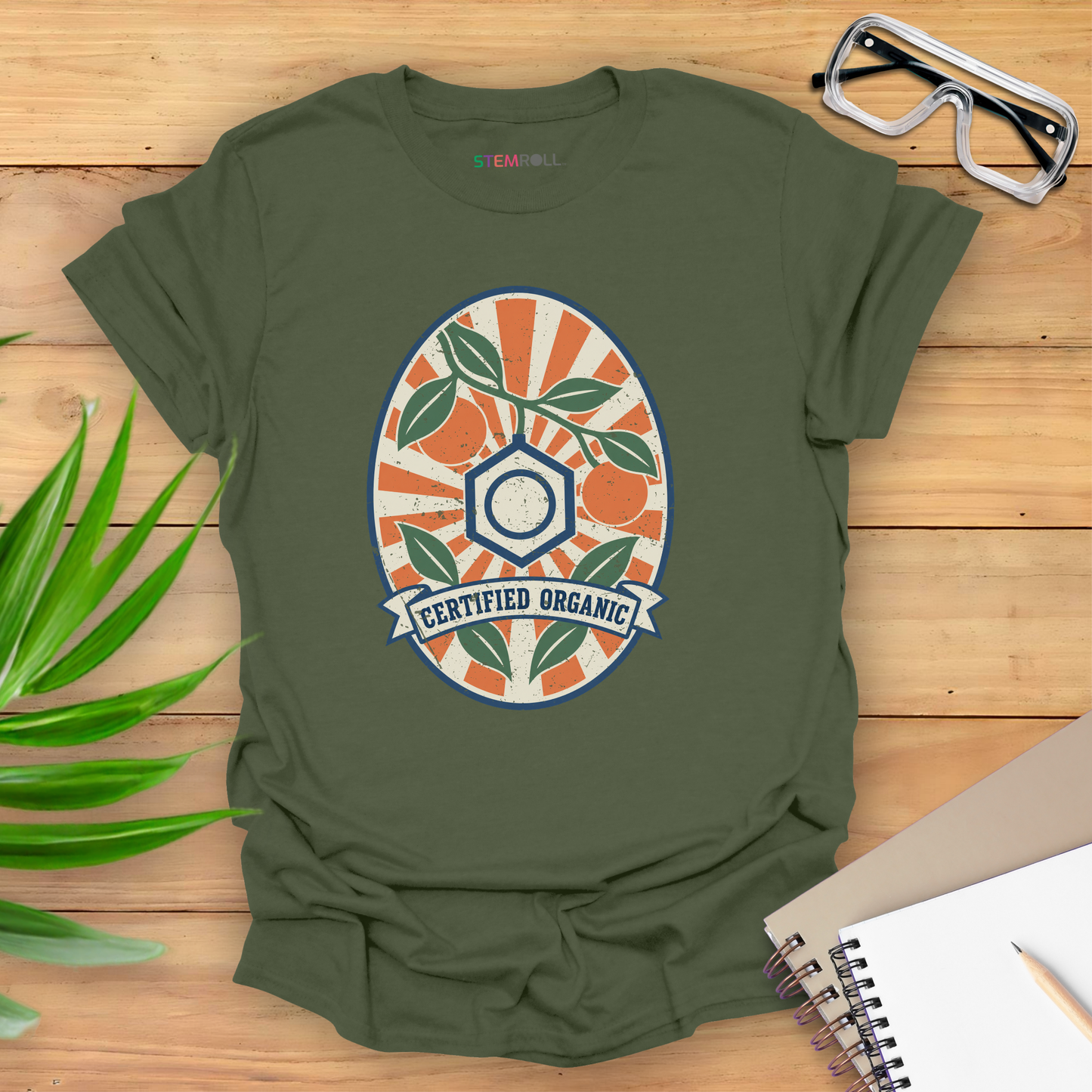 Certified Organic Chemistry T-shirt in Military Green