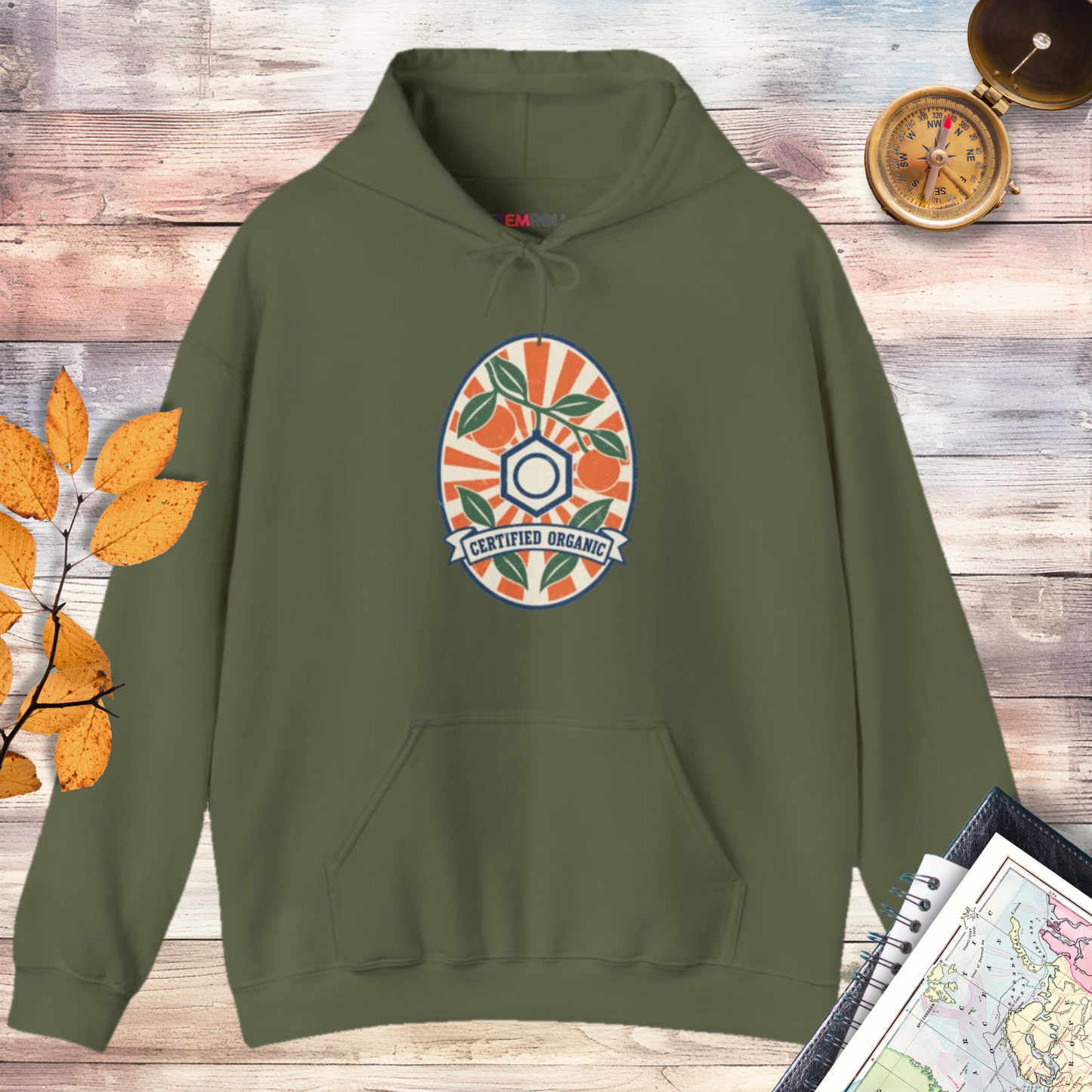 Certified Organic Chemistry Hoodie in Military Green