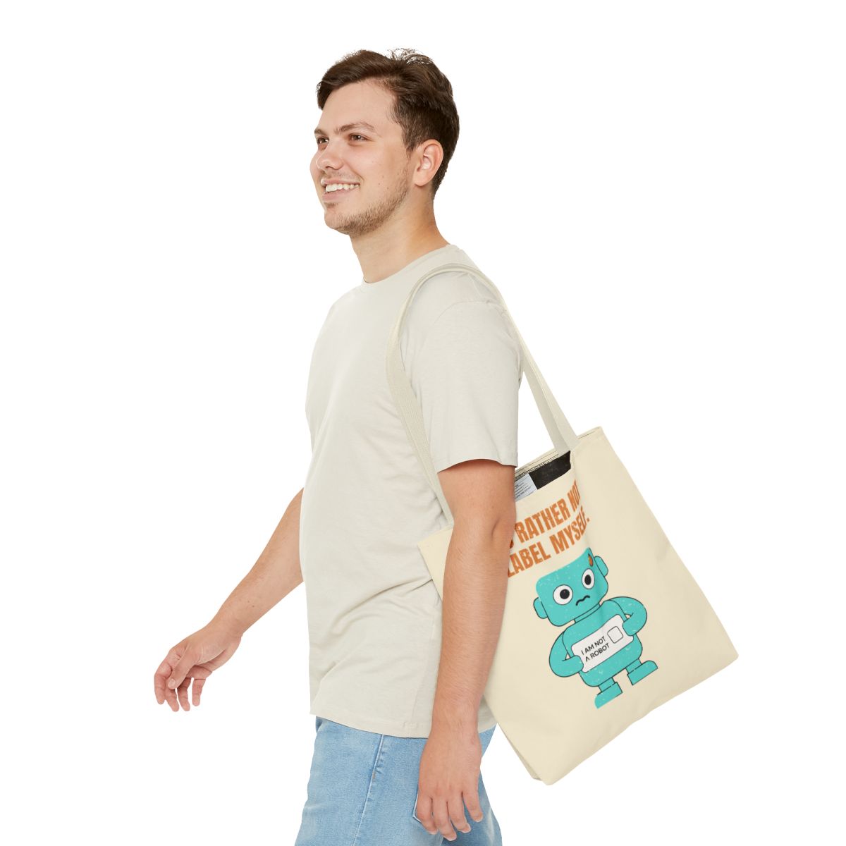 I'd Rather Not Label Myself - Tote Bag - 16" × 16'' / Beige - other - Printify gallery 23