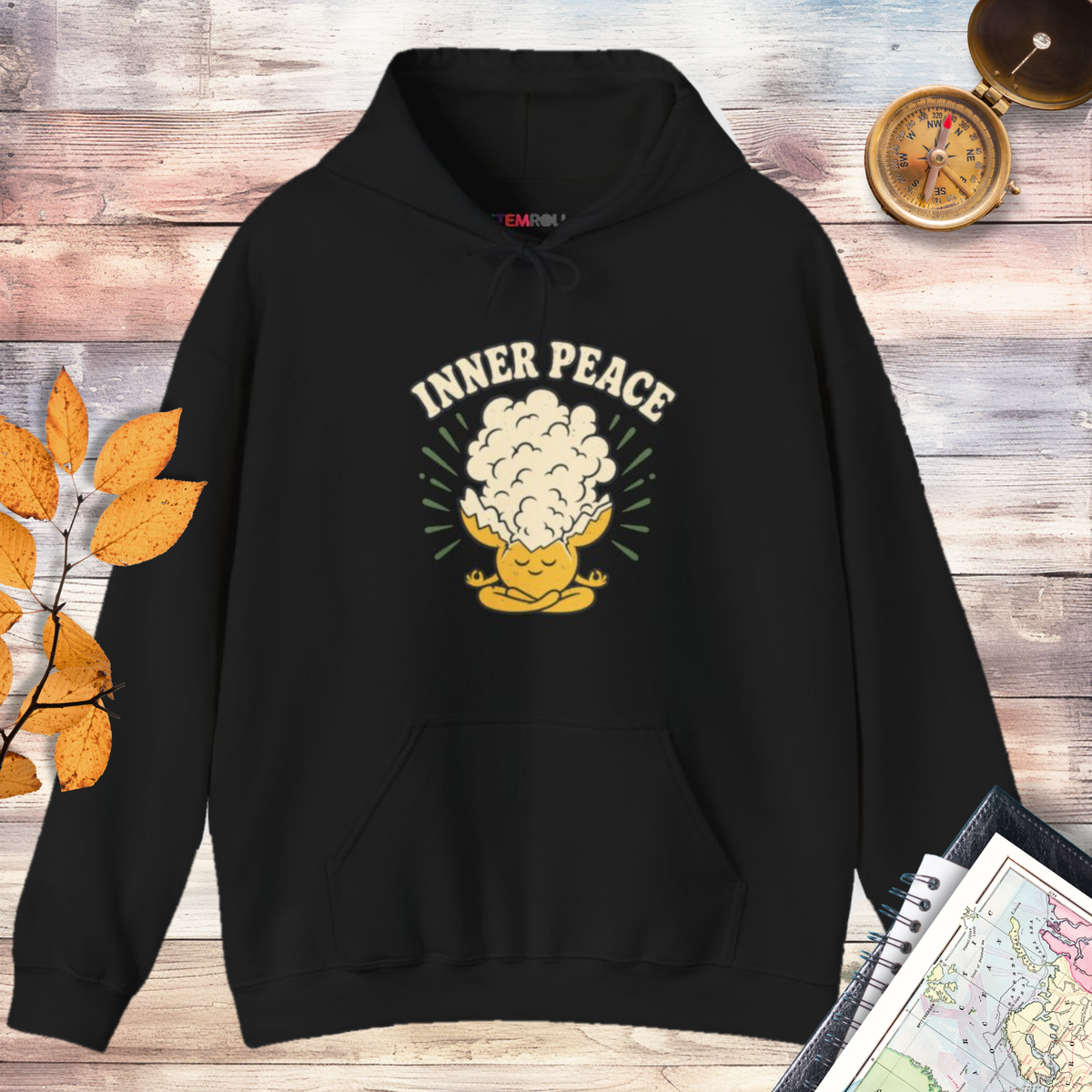 Inner Peace Hoodie - Black | Canva mockup