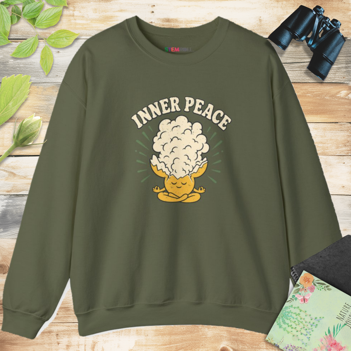 Inner Peace Sweatshirt - Military Green | Canva mockup