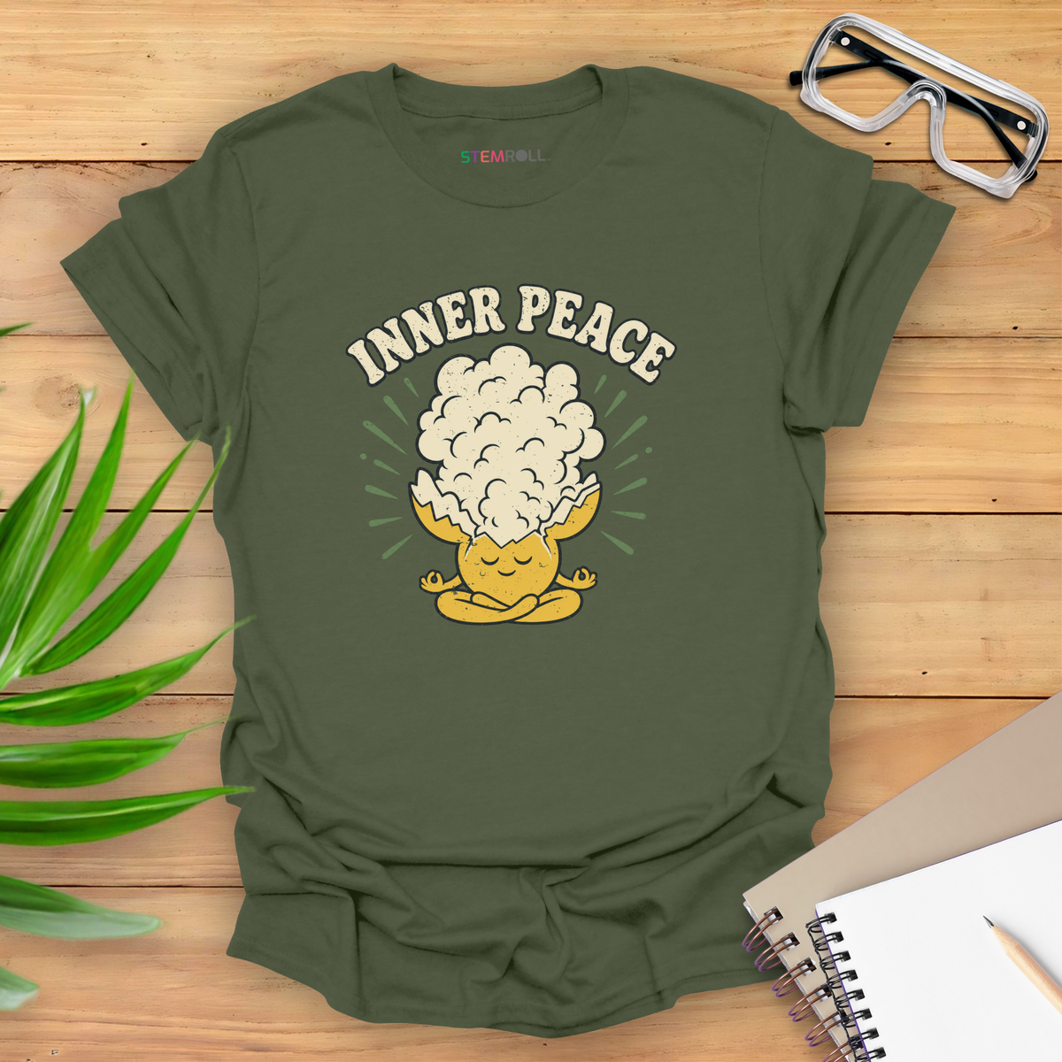 Inner Peace T-shirt - Military Green | Canva mockup